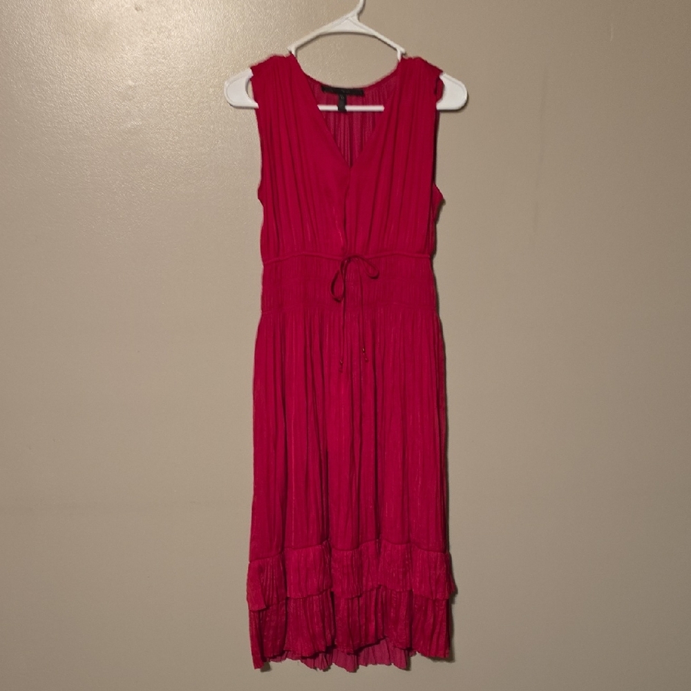 White House Black Market‎ Sleeveless Tiered V Neck Midi Dress Red Womebs Size XS